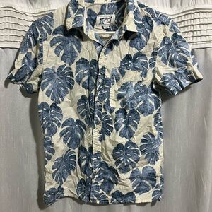 Men's Blue Leaf Print Shirt